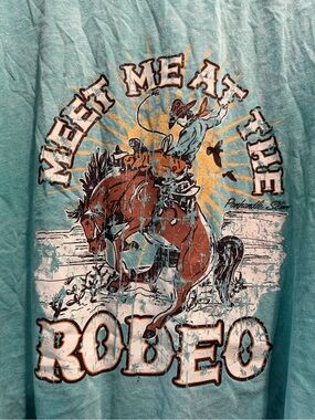 Women’s Panhandle Slim Teal Rodeo Graphic Shirt - Meet Me at the Rodeo